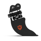 Rear linkage view of Scandinavian tilt bucket for mini digger