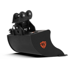 Rear view of 700mm Scandinavian tilt bucket and linkage