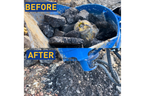 Rubble before and after crushing with the Auger Torque cone crusher bucket