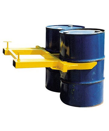 Dual forklift drum grab for steel drums