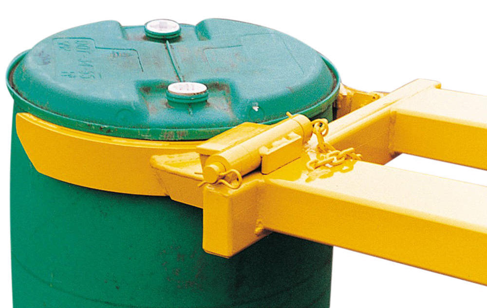 Fork-mounted universal drum grab attachment