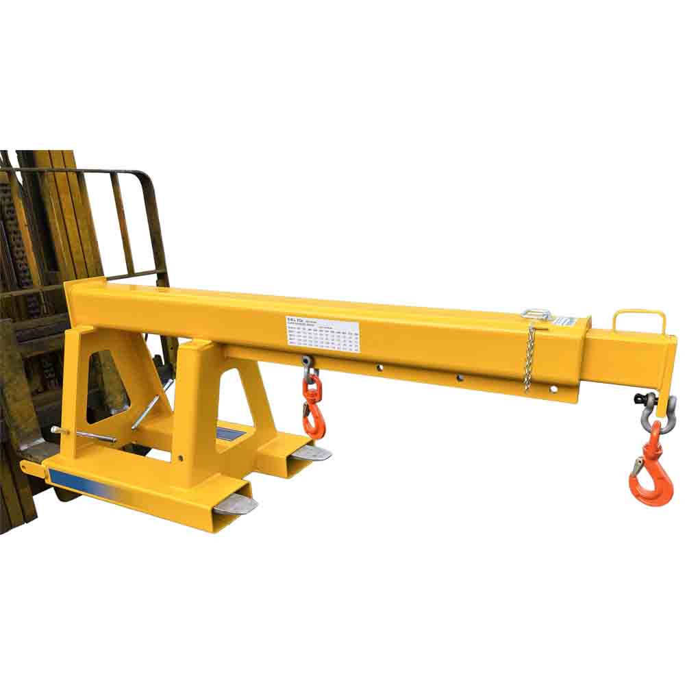 Extendable forklift crane jib for suspended lifting