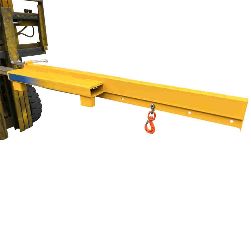 Low liner forklift jib with hook and shackle