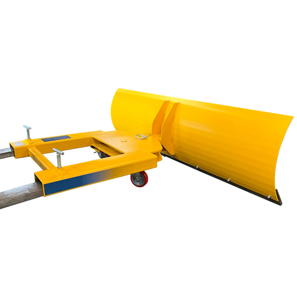 Adjustable snow plough frame with castor and T screw fork clamps
