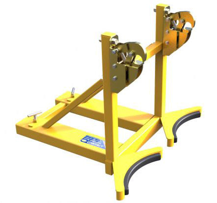 Dual rim grip forklift drum grab with two parrot beak jaws