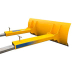 Rear of fixed blade snow plough showing fork pockets and T screw clamps
