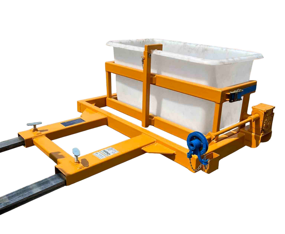Forklift plastic bin tipper