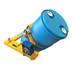 Forklift drum rotator with crank handle, steel girdle and ratchet straps