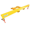 Fork mounted forklift spreader beam with a hook at each end