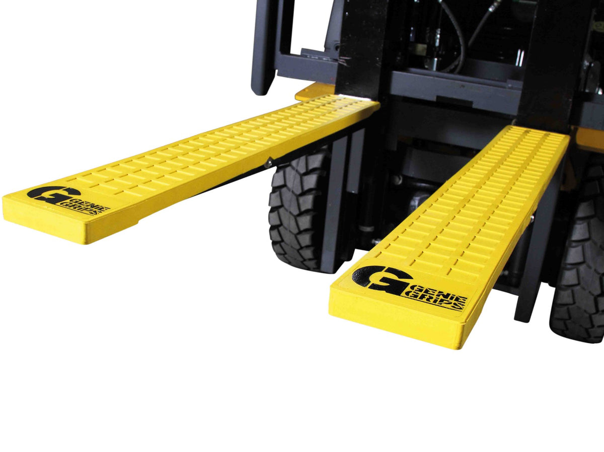 GenieGrip anti-slip fork mat on a forklift fork