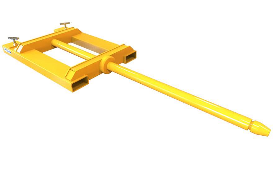 Low profile forklift carpet boom with fork pockets and pole