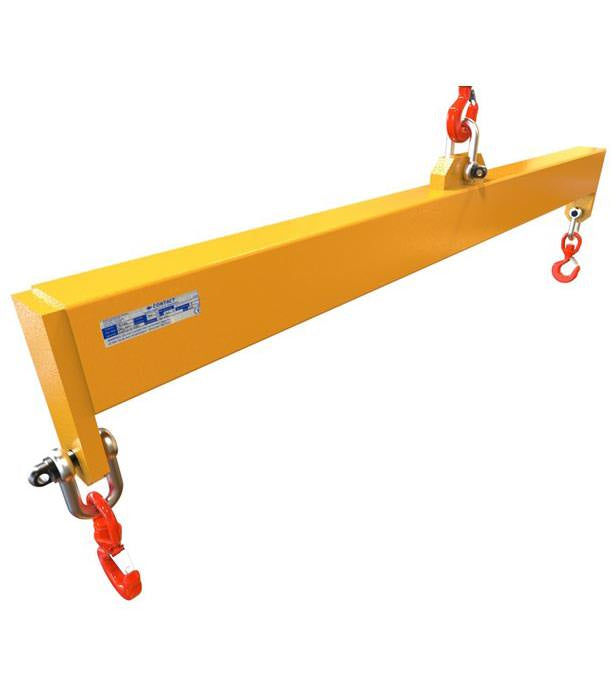 Crane slung spreader beam with a hook at each end