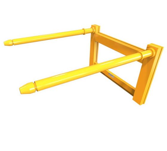 Carriage mounted big bag lifter with two round tines