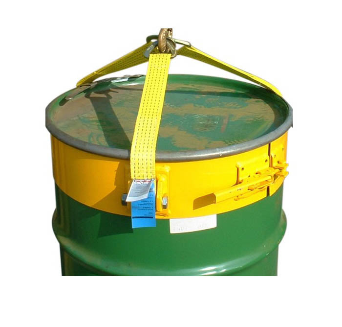 Drum lifter band with webbing straps