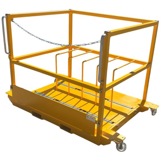 Forklift door carrying cage with partitions