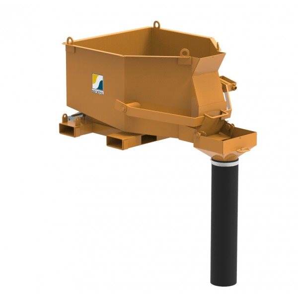 500 litre telehandler concrete skip with discharge hose