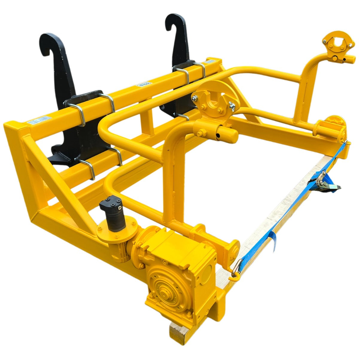 Quick hitch telehandler wheelie bin rotator