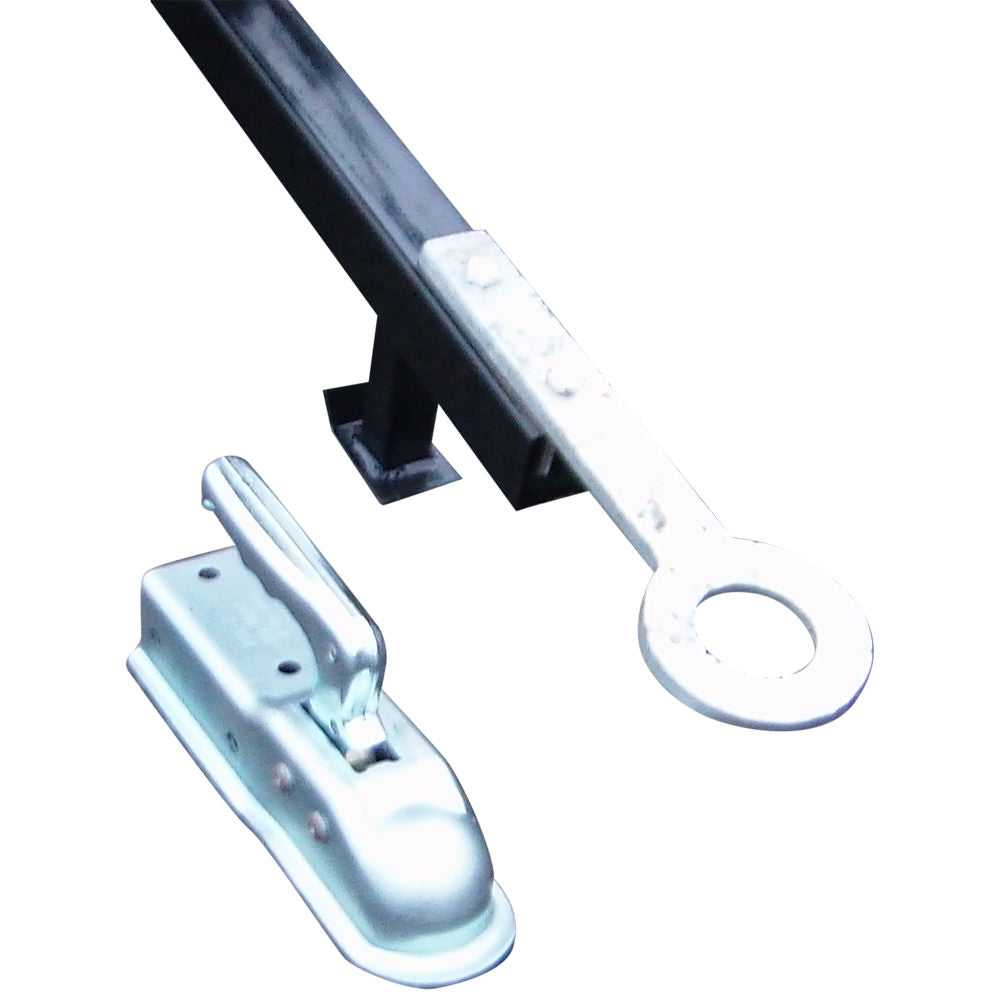 Salt spreader drawbar with 50mm ball coupling and towing eye