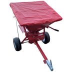 Towable salt spreader with rain cover fitted